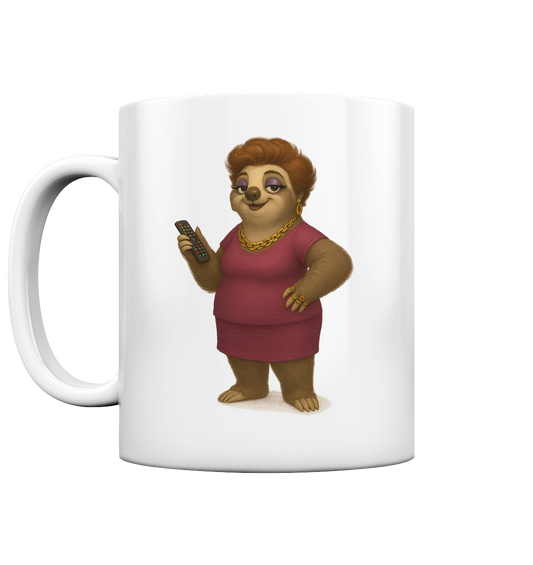 Slothies – Babsi Bling – QVC-Fanatikerin mit 400 Ringen - Tasse glossy