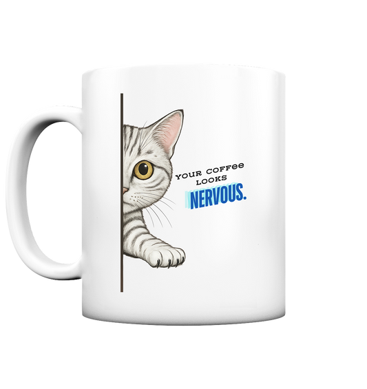 „Nervous Coffee Cat“ - Tasse matt