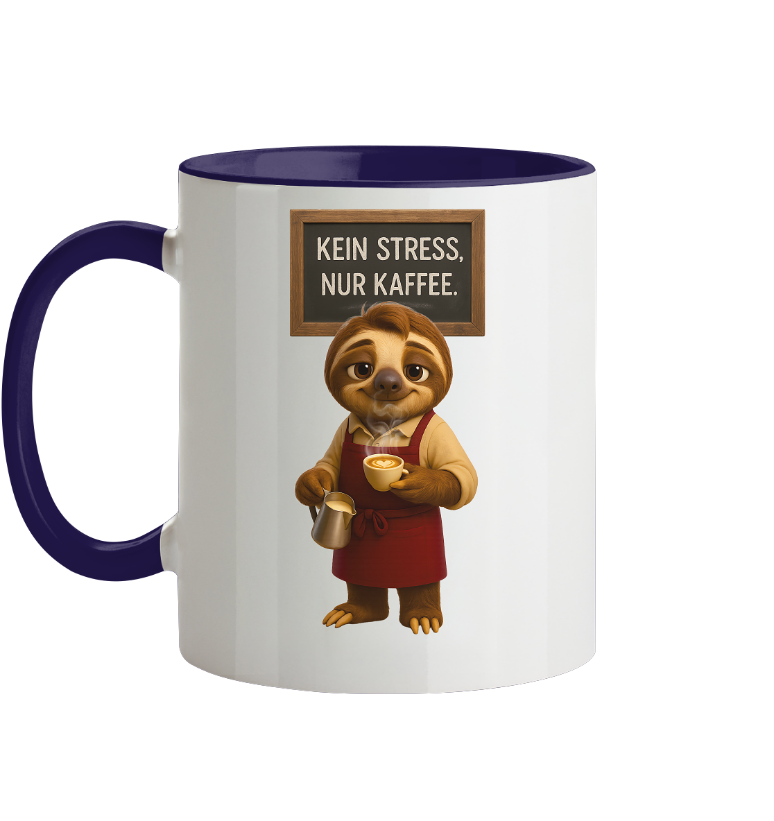 Slothies - "Kein Stress, nur Kaffee" - Männlich - Tasse zweifarbig