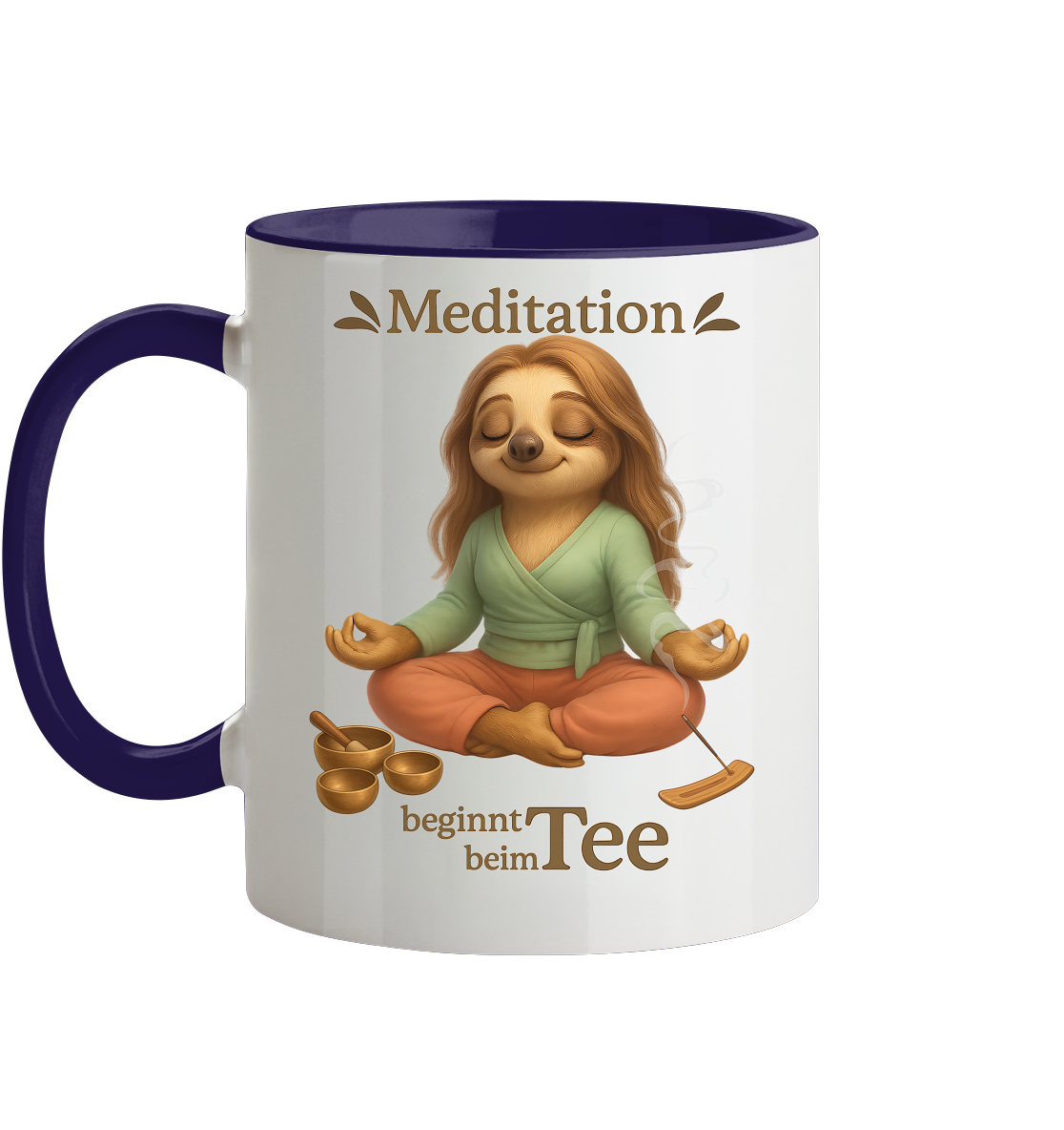 Slothies - Meditation beginnt beim Tee - Weiblich - Tasse zweifarbig
