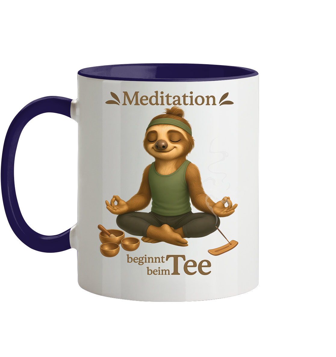 Slothies - Meditation beginnt beim Tee. - Männlich - Tasse zweifarbig