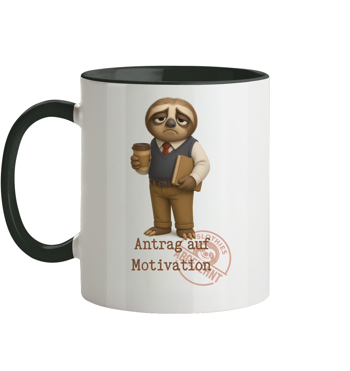 Slothies - „Antrag auf Motivation – Abgelehnt“ -Herr- Slothies Design für alle mit Restenergie - Tasse zweifarbig