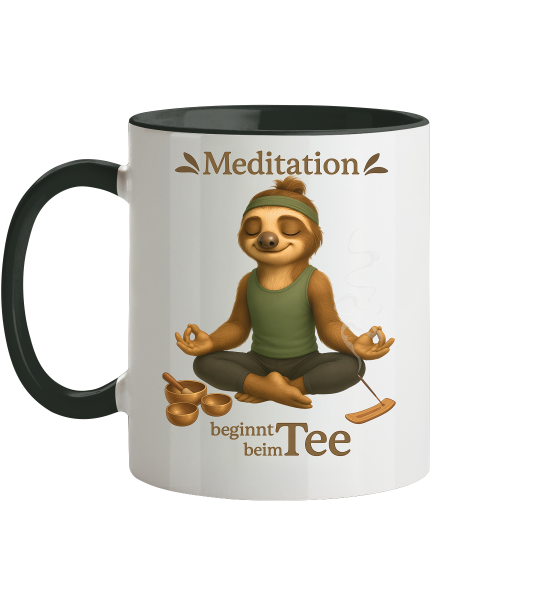 Slothies - Meditation beginnt beim Tee. - Männlich - Tasse zweifarbig