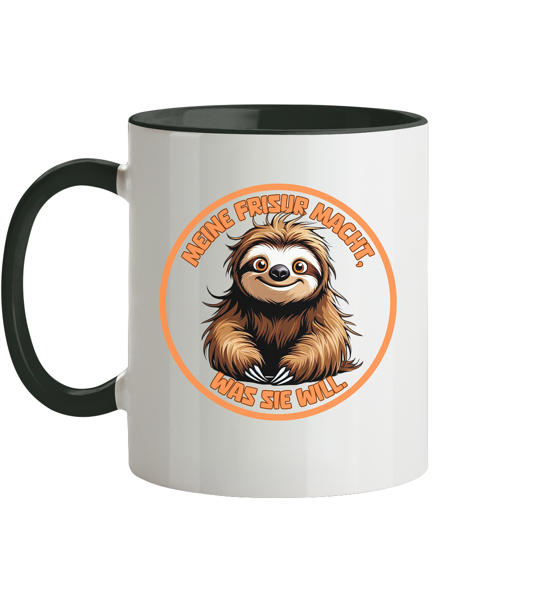 Meine Frisur macht, was sie will – Faultier - Tasse zweifarbig
