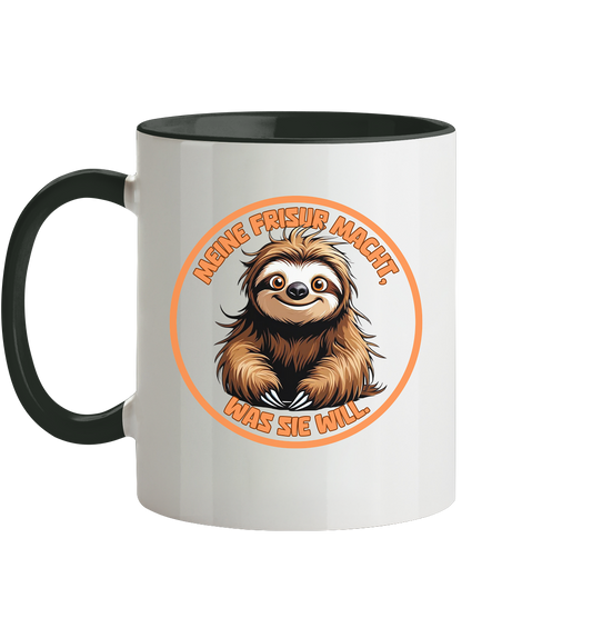 Meine Frisur macht, was sie will – Faultier - Tasse zweifarbig