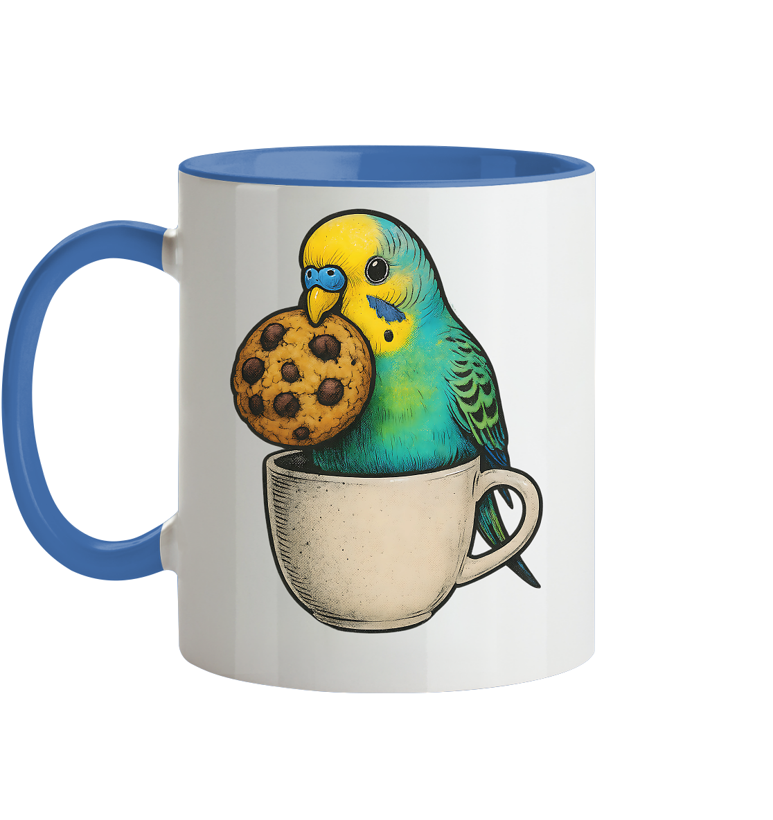 Cookie Time Budgie Mug – Cute Bird Coffee Art - Tasse zweifarbig