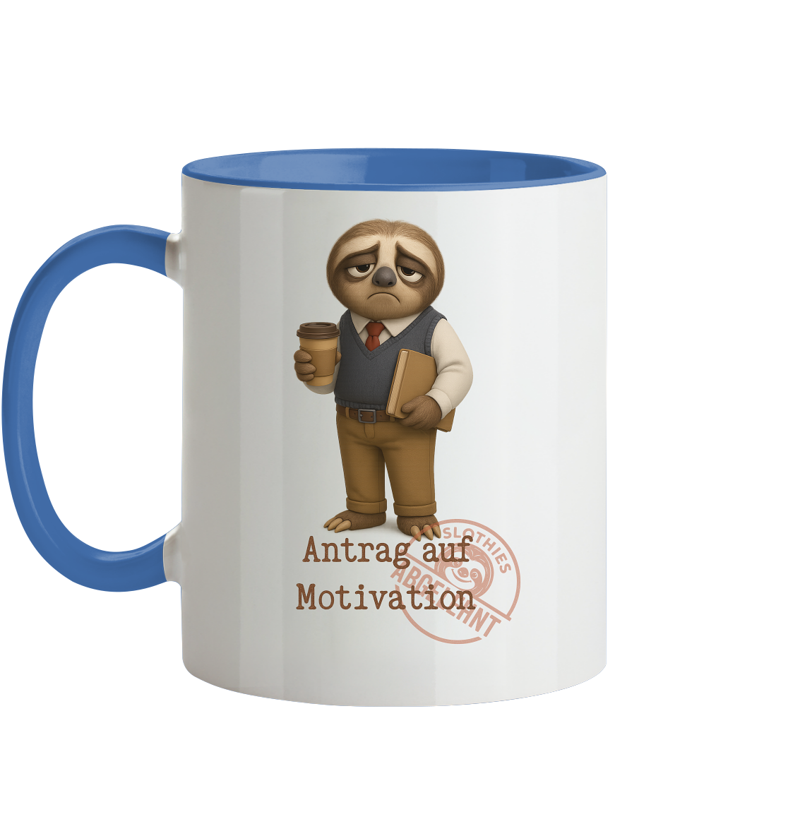 Slothies - „Antrag auf Motivation – Abgelehnt“ -Herr- Slothies Design für alle mit Restenergie - Tasse zweifarbig