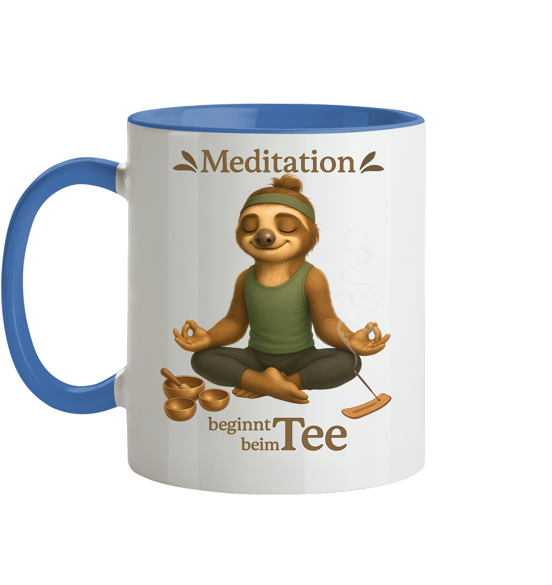 Slothies - Meditation beginnt beim Tee. - Männlich - Tasse zweifarbig