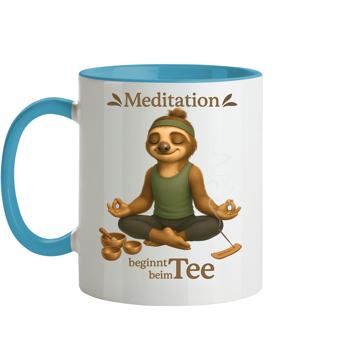Slothies - Meditation beginnt beim Tee. - Männlich - Tasse zweifarbig