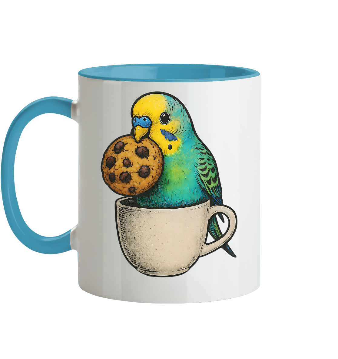 Cookie Time Budgie Mug – Cute Bird Coffee Art - Tasse zweifarbig