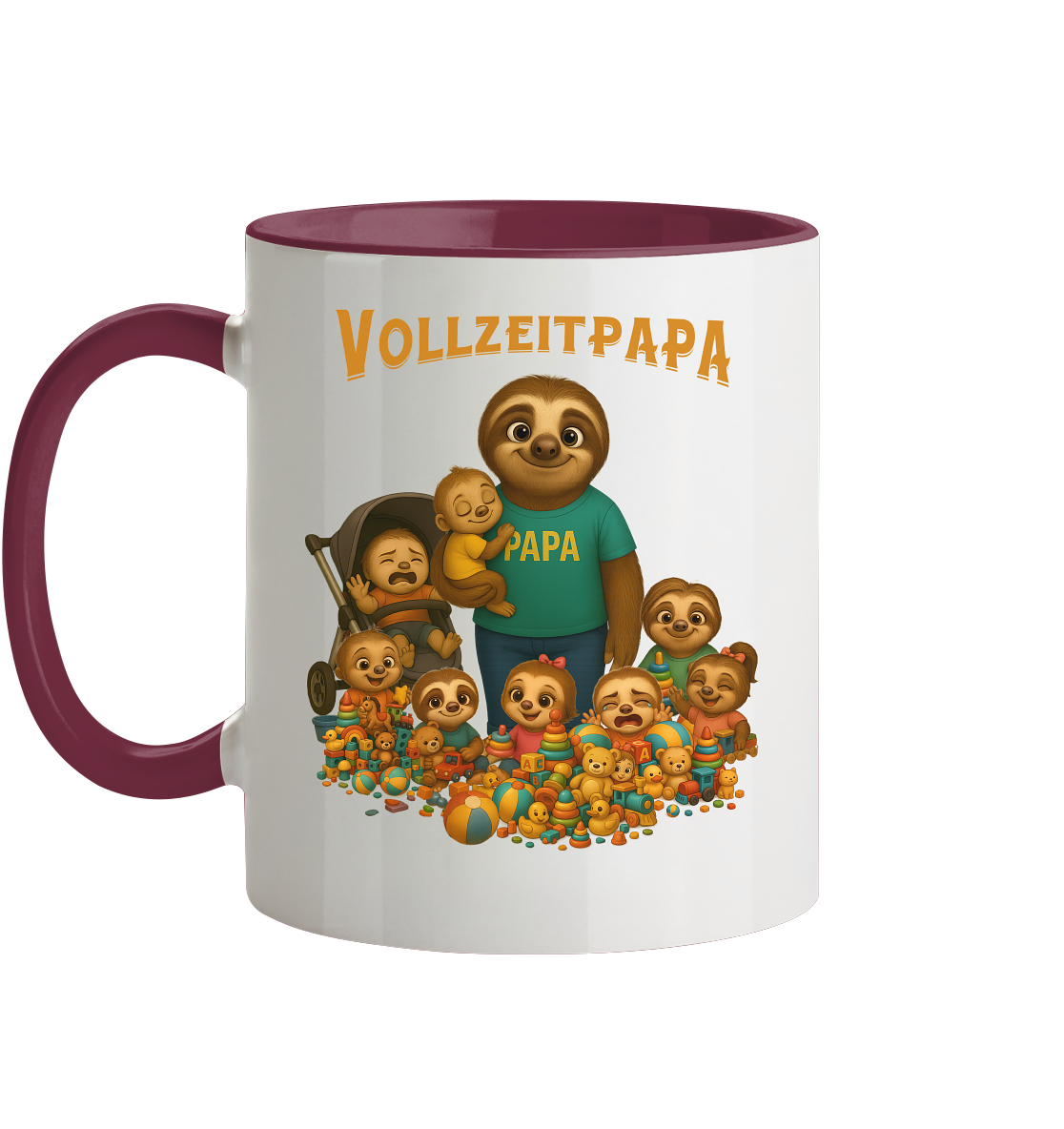Slothies - Vollzeitpapa - Haufen Kinder - Tasse zweifarbig