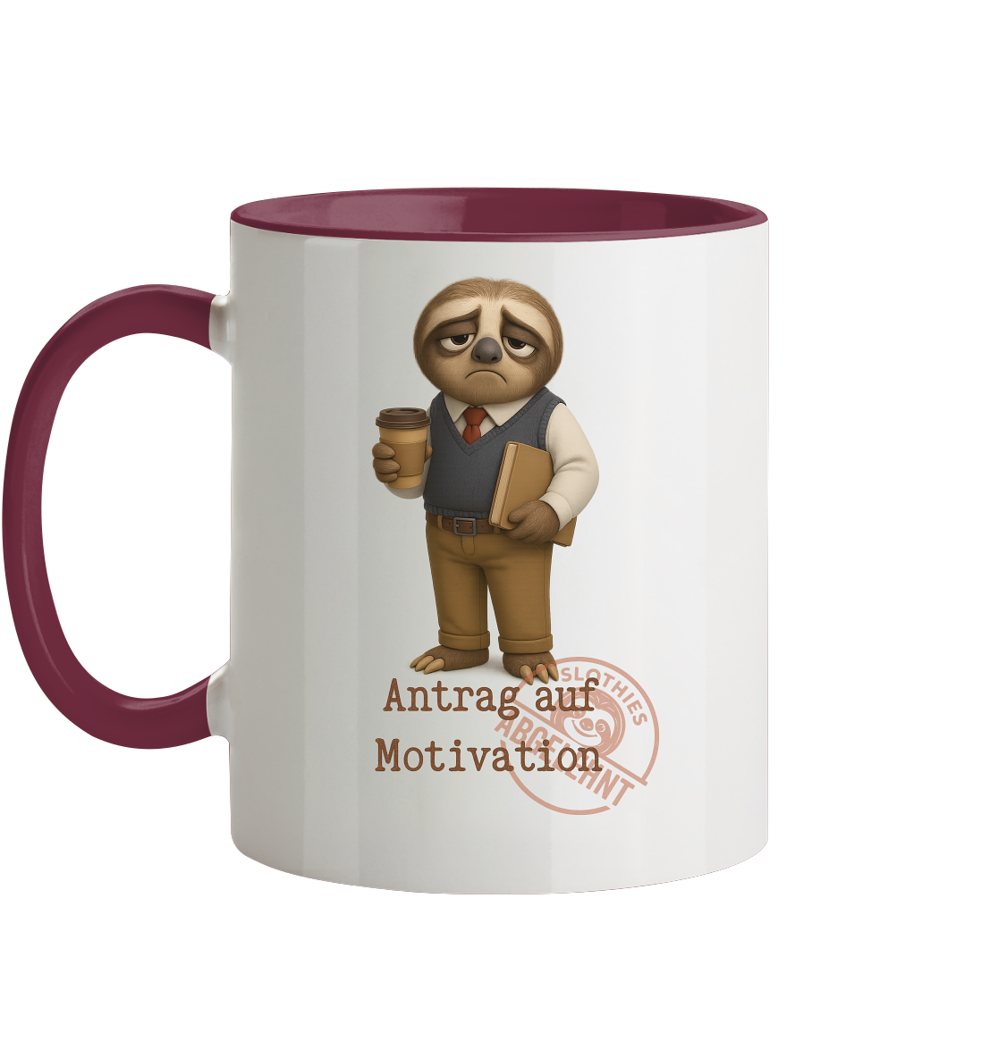 Slothies - „Antrag auf Motivation – Abgelehnt“ -Herr- Slothies Design für alle mit Restenergie - Tasse zweifarbig