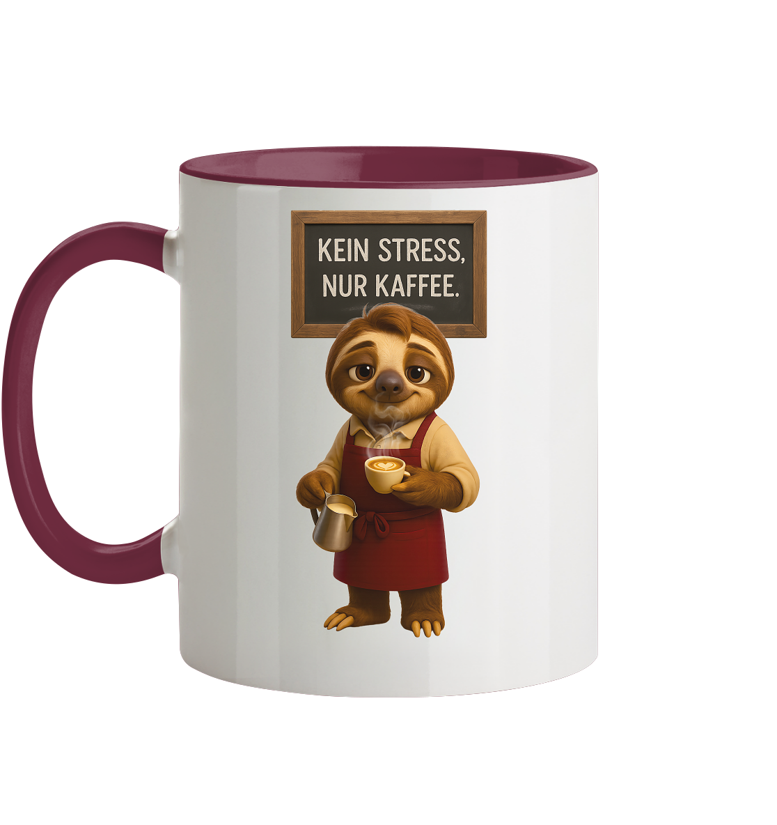 Slothies - "Kein Stress, nur Kaffee" - Männlich - Tasse zweifarbig