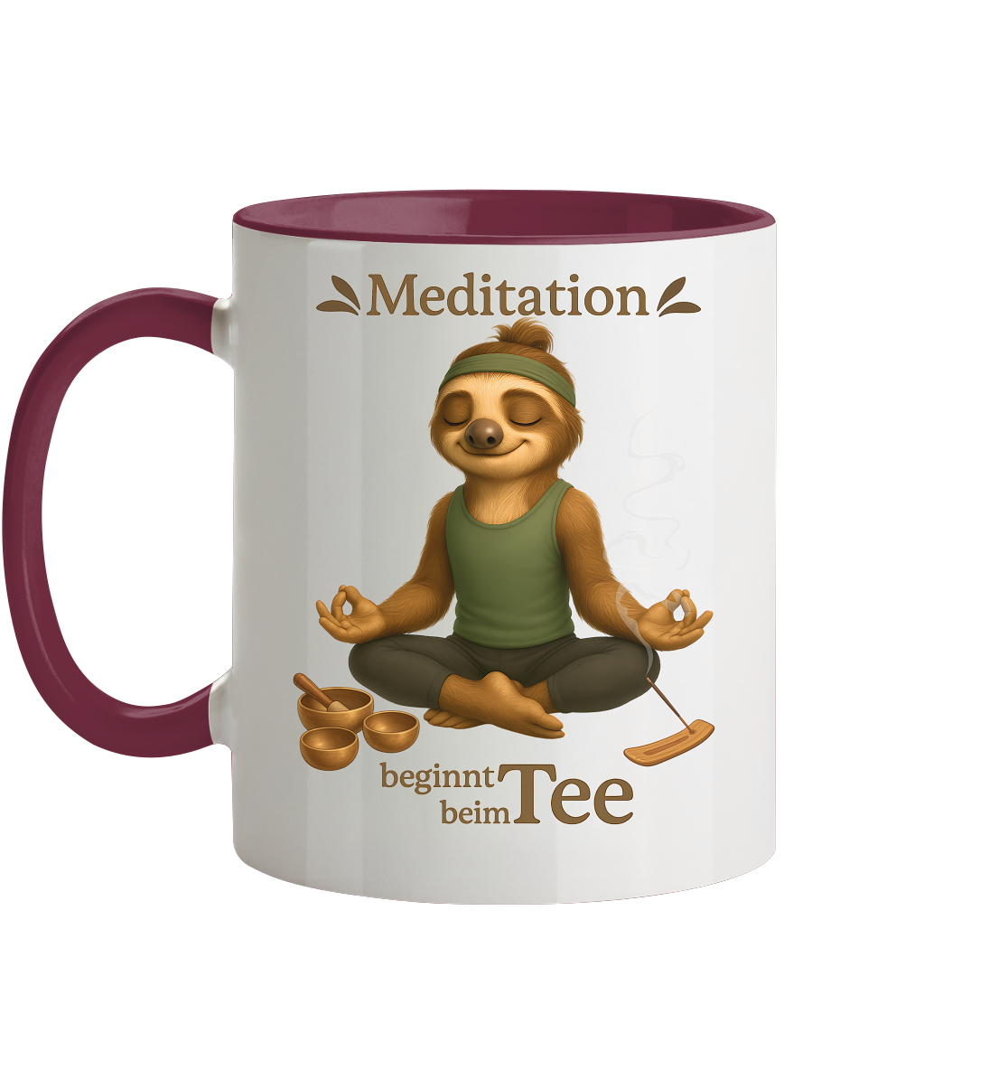 Slothies - Meditation beginnt beim Tee. - Männlich - Tasse zweifarbig