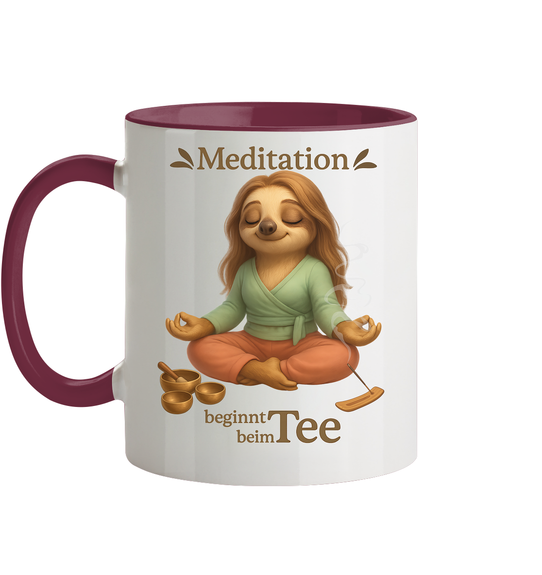 Slothies - Meditation beginnt beim Tee - Weiblich - Tasse zweifarbig