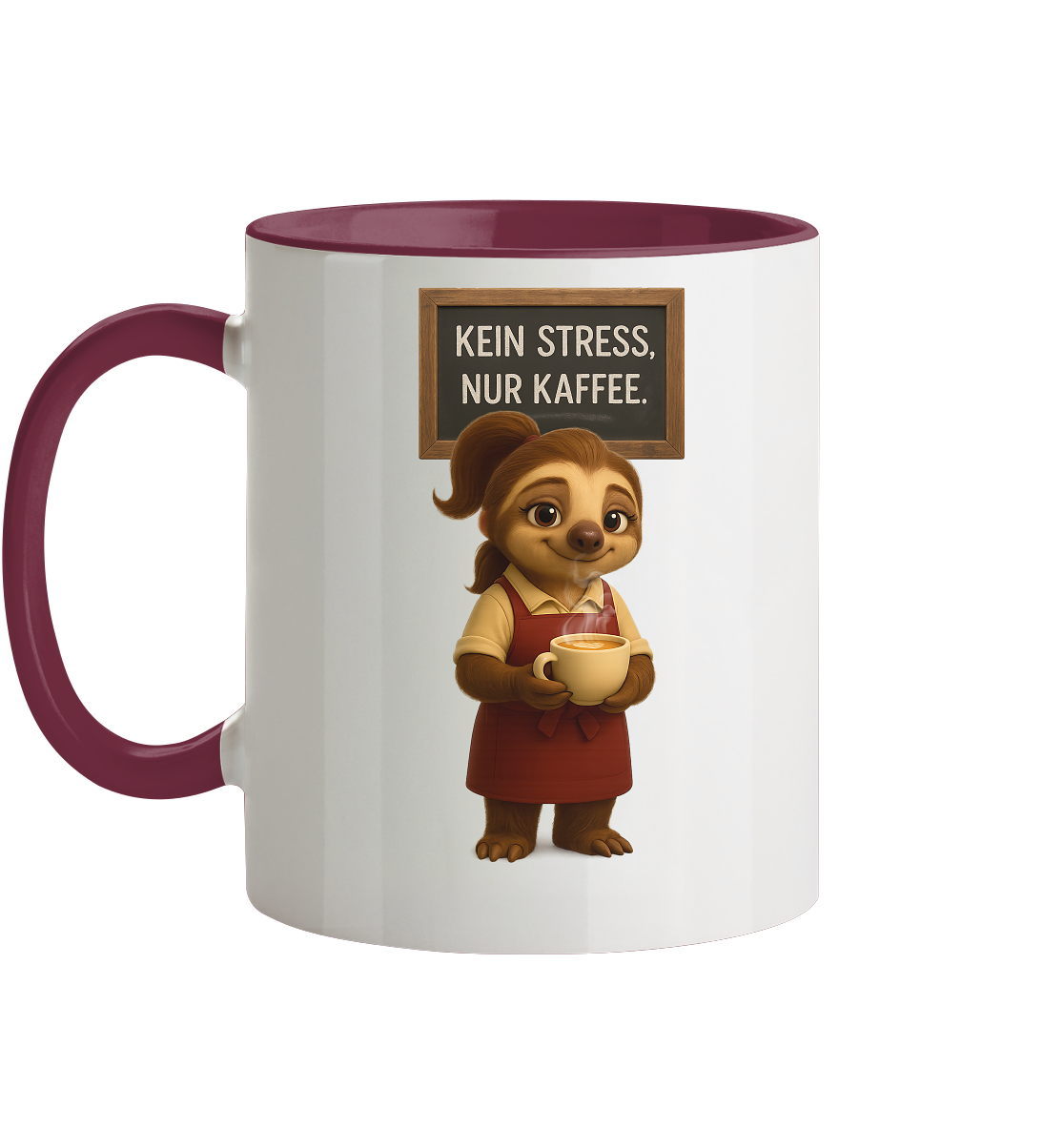Slothies - "Kein Stress, nur Kaffee" - Weiblich - Tasse zweifarbig