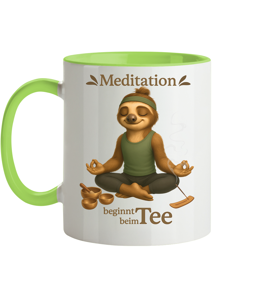 Slothies - Meditation beginnt beim Tee. - Männlich - Tasse zweifarbig