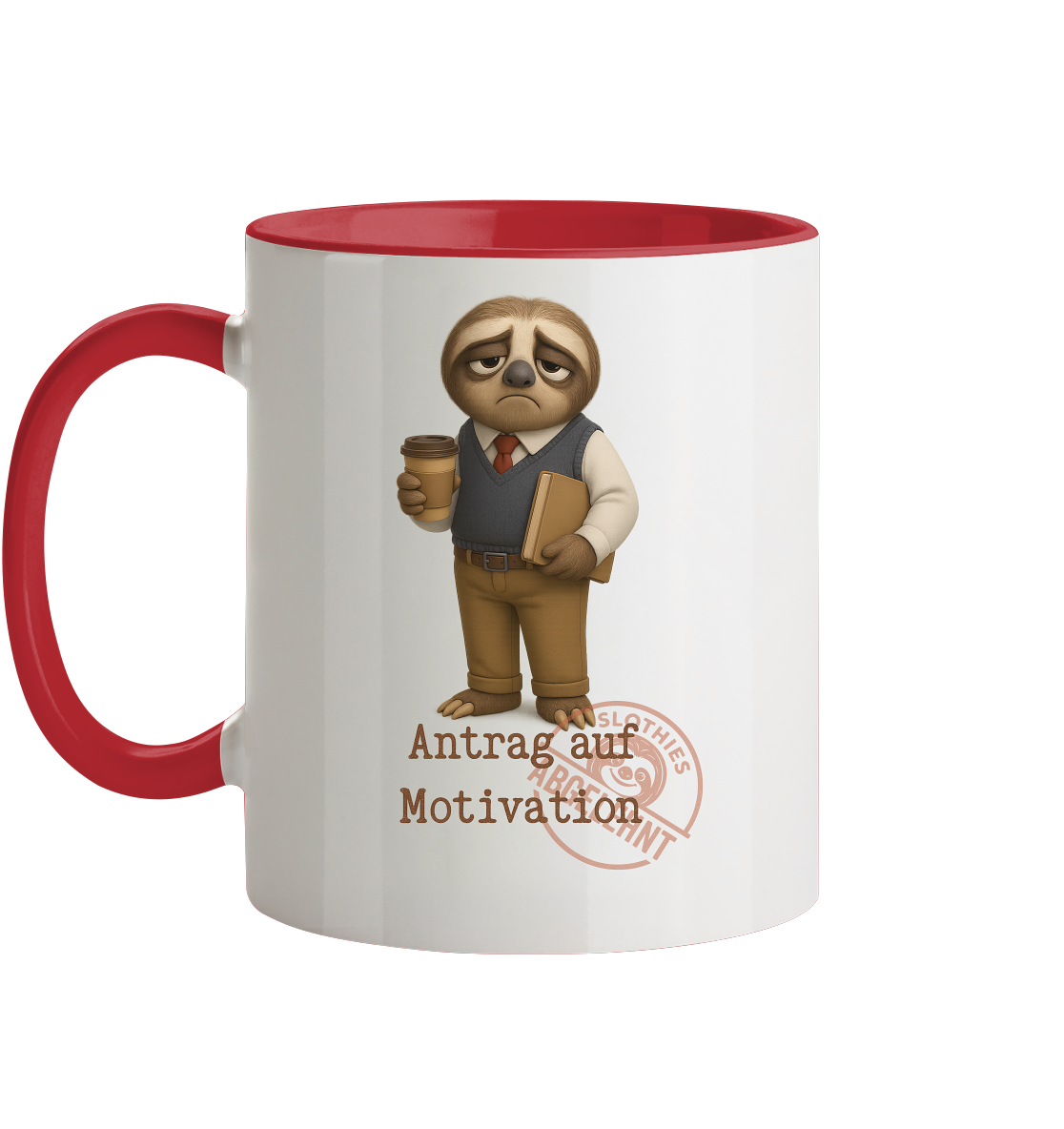 Slothies - „Antrag auf Motivation – Abgelehnt“ -Herr- Slothies Design für alle mit Restenergie - Tasse zweifarbig