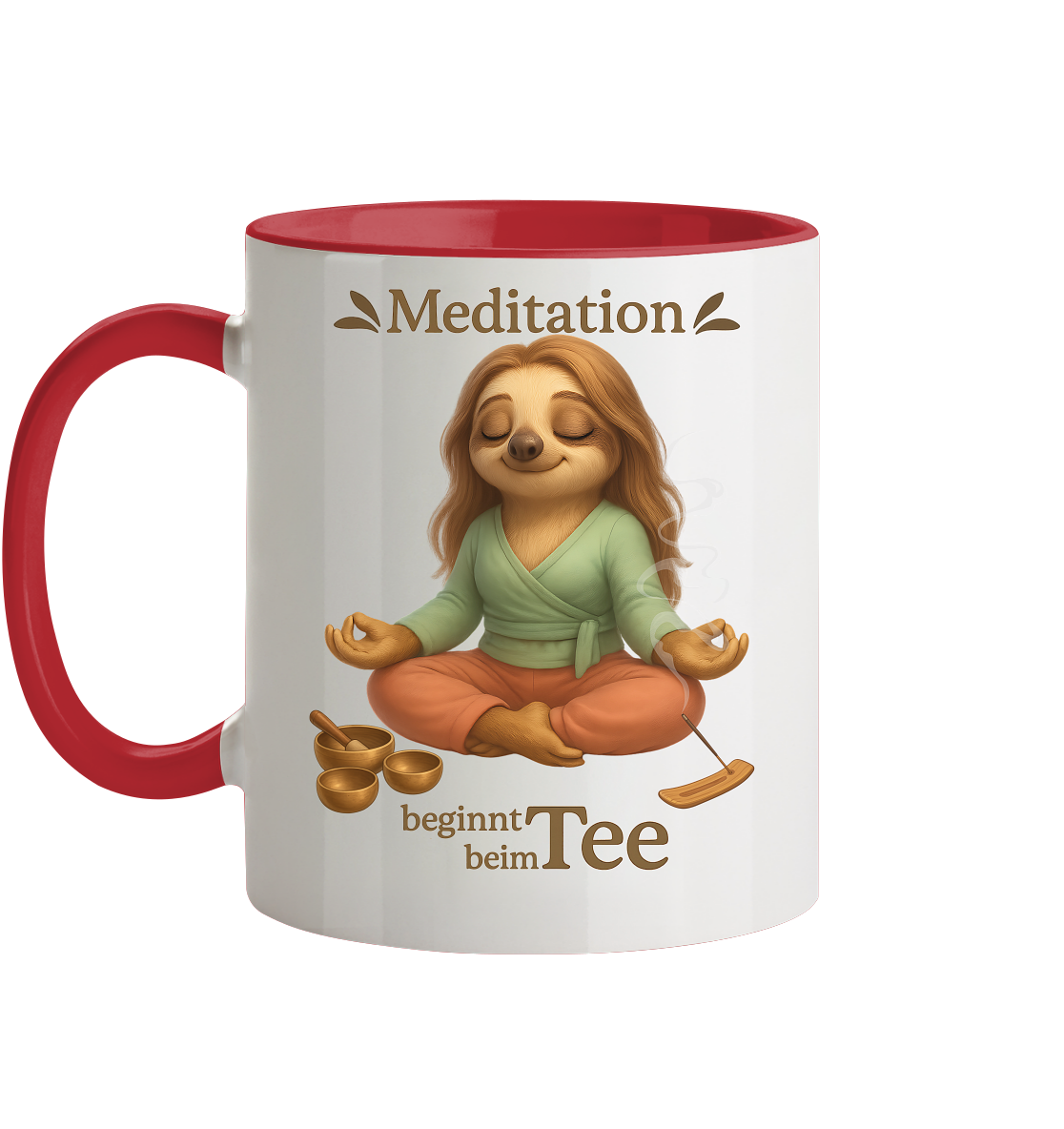 Slothies - Meditation beginnt beim Tee - Weiblich - Tasse zweifarbig