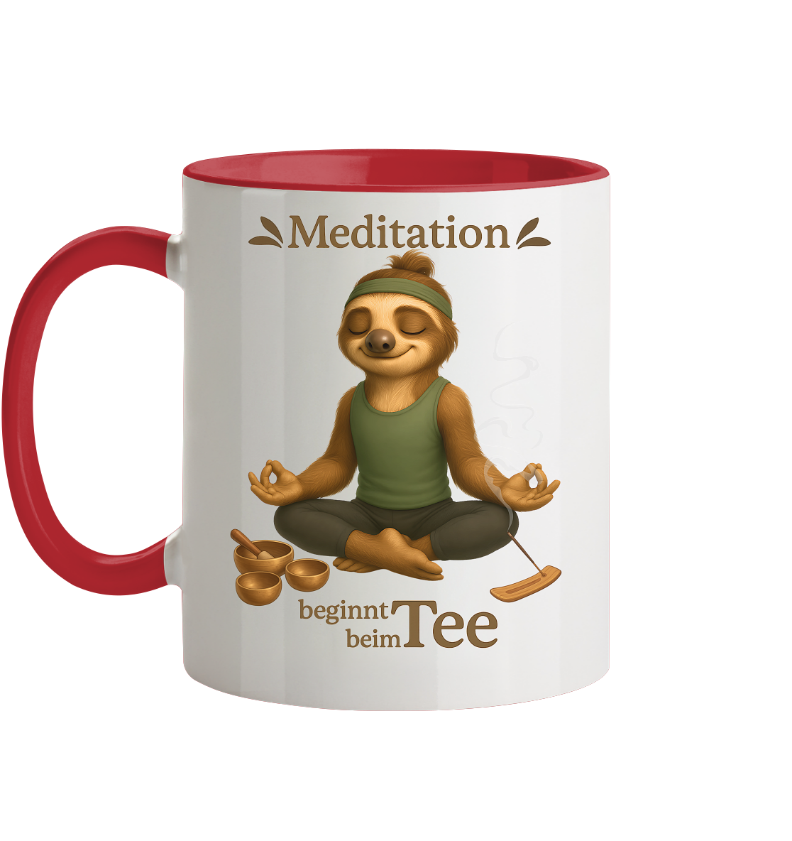 Slothies - Meditation beginnt beim Tee. - Männlich - Tasse zweifarbig