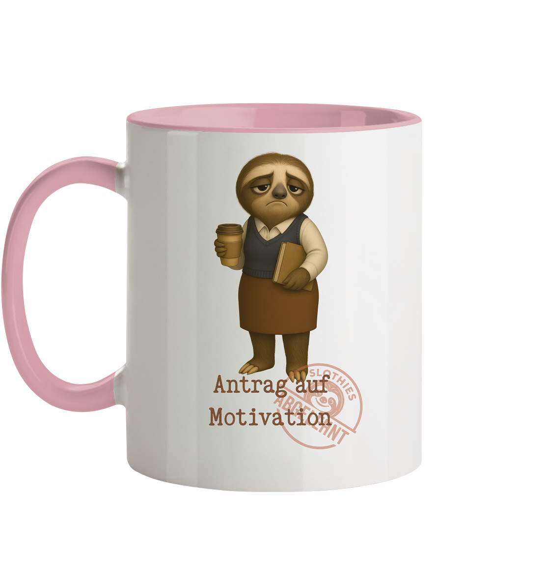 Slothies - „Antrag auf Motivation – Abgelehnt“ - Frau- | Slothies Design für alle mit Restenergie - Tasse zweifarbig