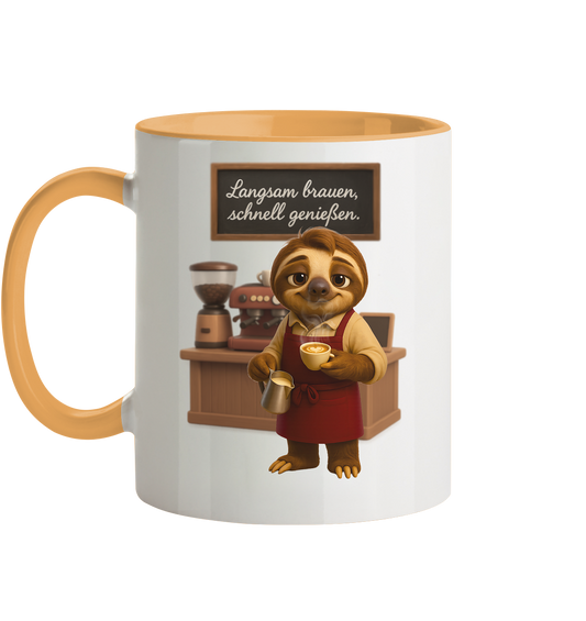 Slothies - "Langsam brauen, schenll genießen." - Männlich - Tasse zweifarbig