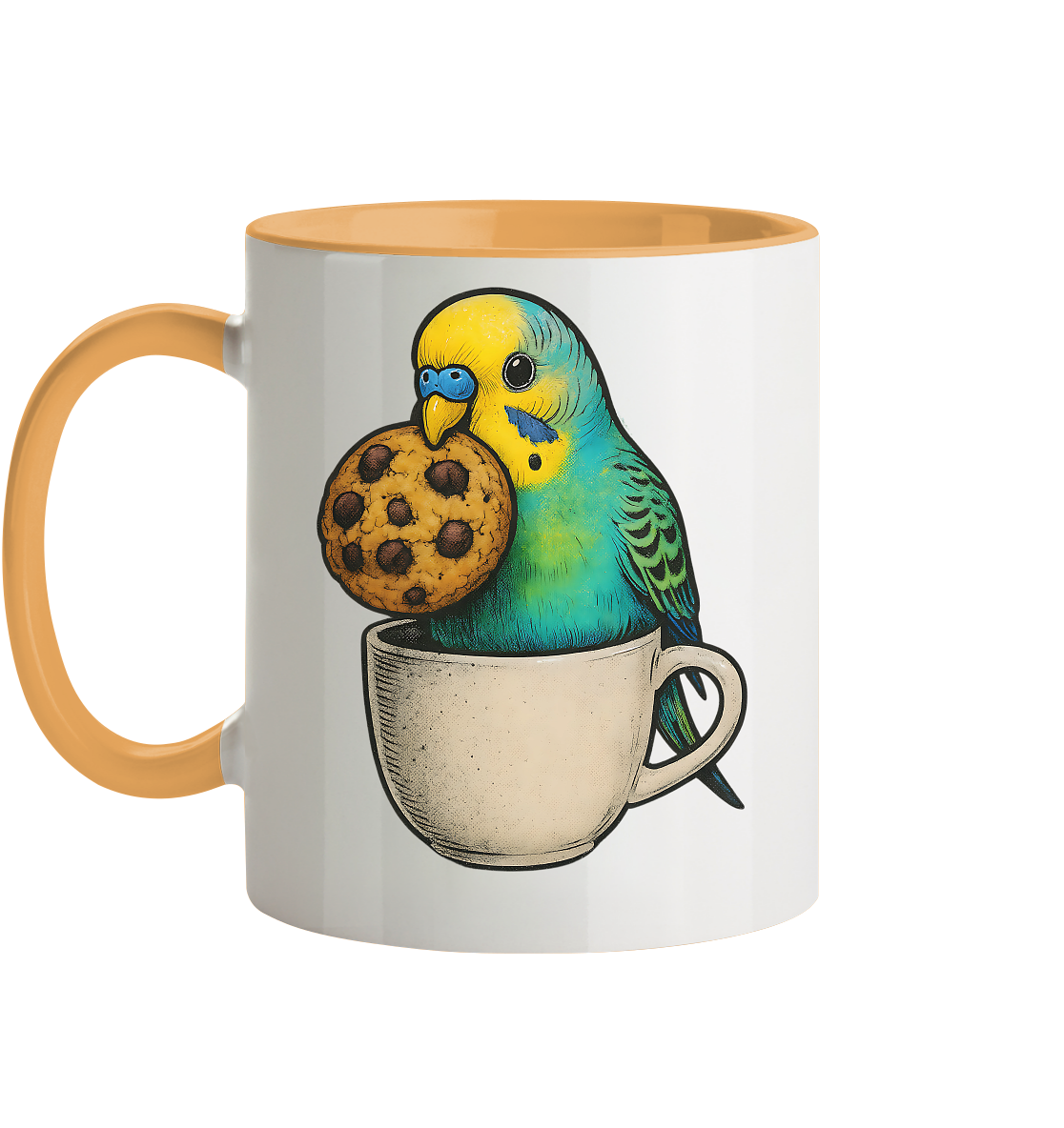 Cookie Time Budgie Mug – Cute Bird Coffee Art - Tasse zweifarbig