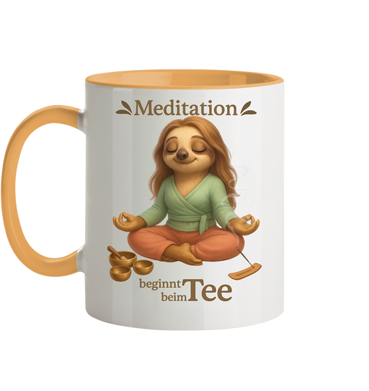 Slothies - Meditation beginnt beim Tee - Weiblich - Tasse zweifarbig