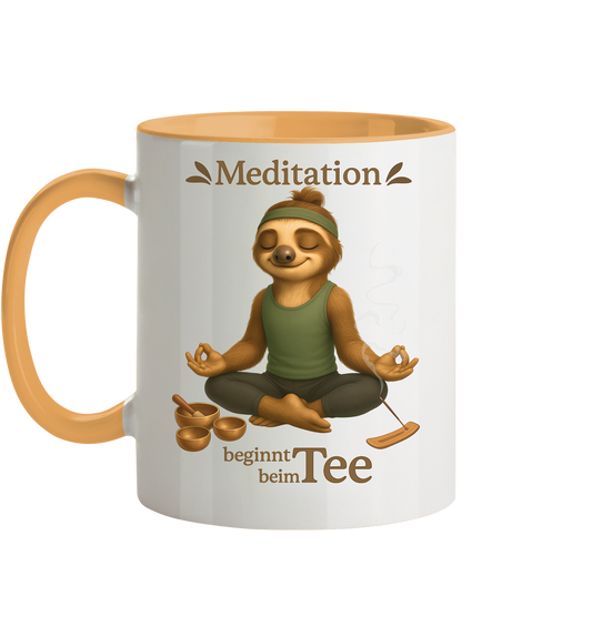 Slothies - Meditation beginnt beim Tee. - Männlich - Tasse zweifarbig