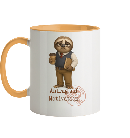 Slothies - „Antrag auf Motivation – Abgelehnt“ -Herr- Slothies Design für alle mit Restenergie - Tasse zweifarbig