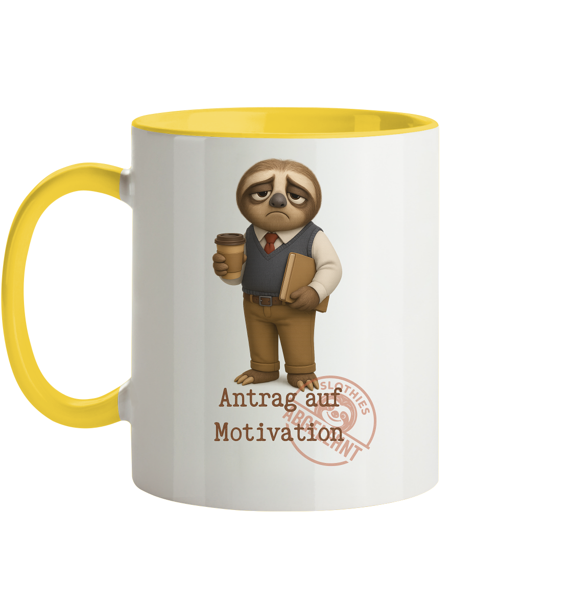 Slothies - „Antrag auf Motivation – Abgelehnt“ -Herr- Slothies Design für alle mit Restenergie - Tasse zweifarbig