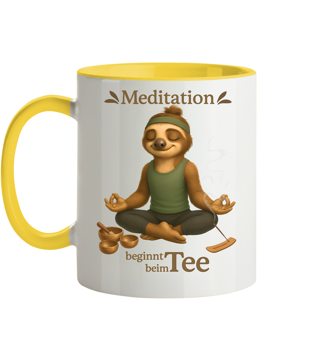 Slothies - Meditation beginnt beim Tee. - Männlich - Tasse zweifarbig