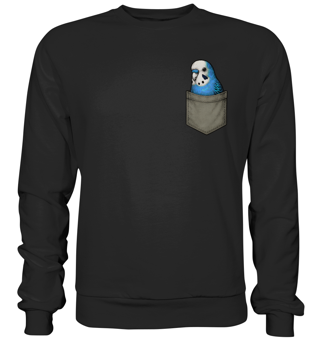 Peekaboo Pocket Bird – Lustiger Wellensittich im Hosentaschen-Style Blau - Basic Sweatshirt