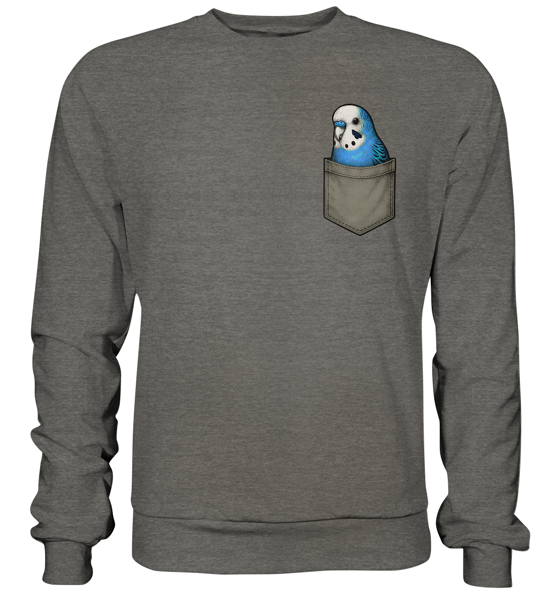 Peekaboo Pocket Bird – Lustiger Wellensittich im Hosentaschen-Style Blau - Basic Sweatshirt