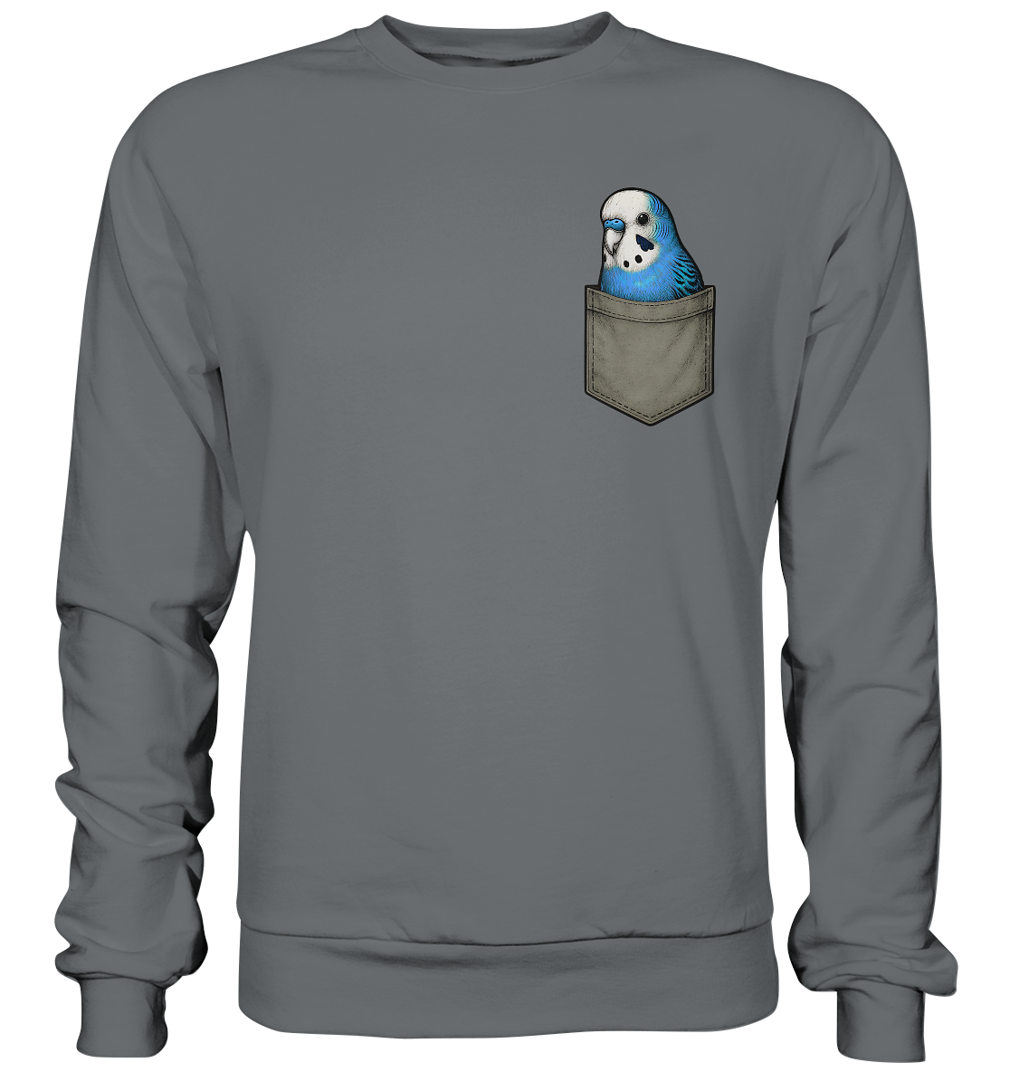 Peekaboo Pocket Bird – Lustiger Wellensittich im Hosentaschen-Style Blau - Basic Sweatshirt