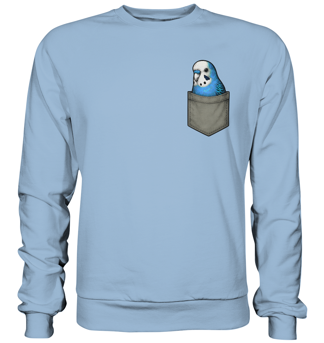 Peekaboo Pocket Bird – Lustiger Wellensittich im Hosentaschen-Style Blau - Basic Sweatshirt