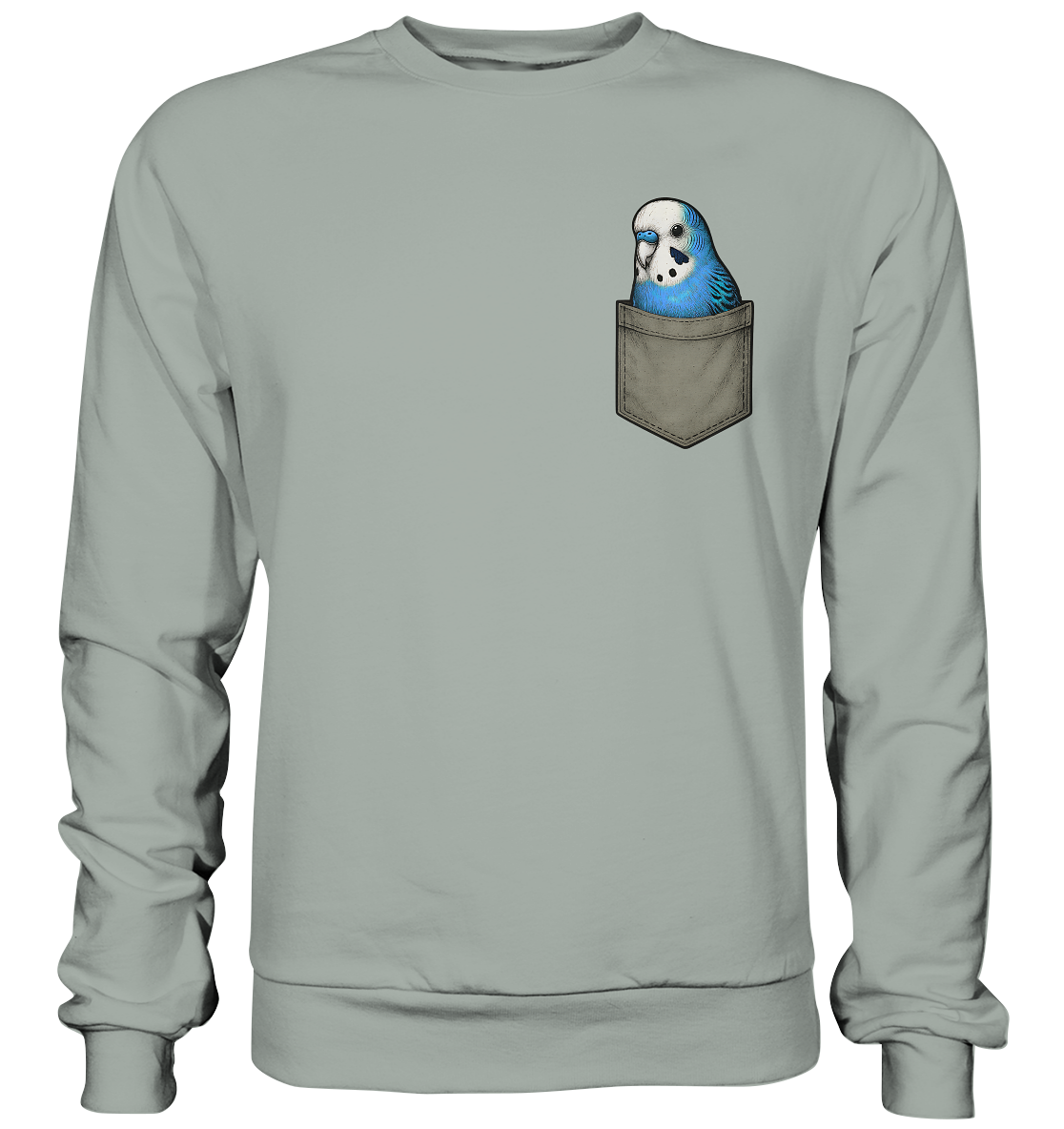 Peekaboo Pocket Bird – Lustiger Wellensittich im Hosentaschen-Style Blau - Basic Sweatshirt