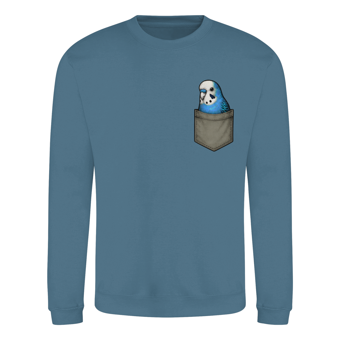 Peekaboo Pocket Bird – Lustiger Wellensittich im Hosentaschen-Style Blau - Basic Sweatshirt