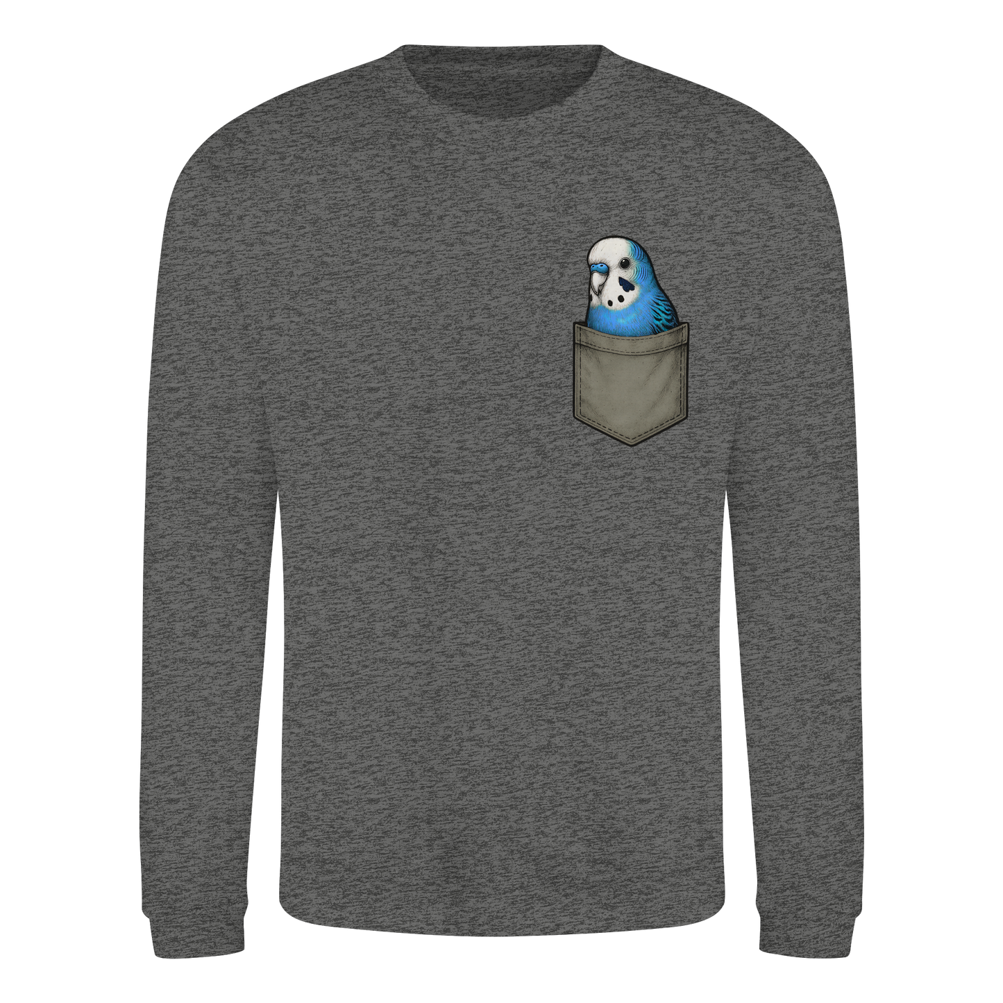Peekaboo Pocket Bird – Lustiger Wellensittich im Hosentaschen-Style Blau - Basic Sweatshirt