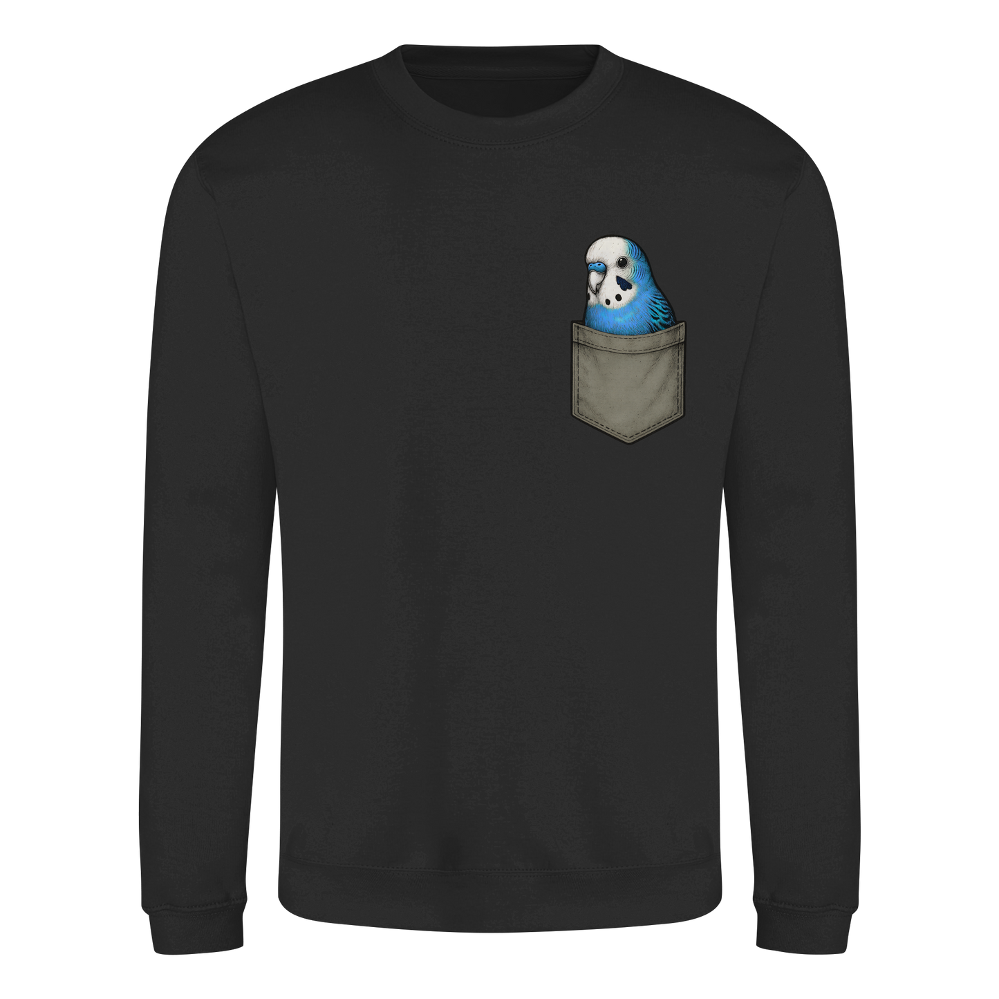 Peekaboo Pocket Bird – Lustiger Wellensittich im Hosentaschen-Style Blau - Basic Sweatshirt