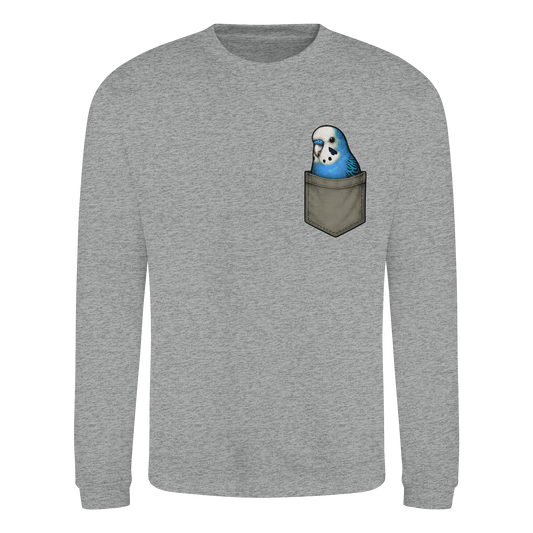 Peekaboo Pocket Bird – Lustiger Wellensittich im Hosentaschen-Style Blau - Basic Sweatshirt