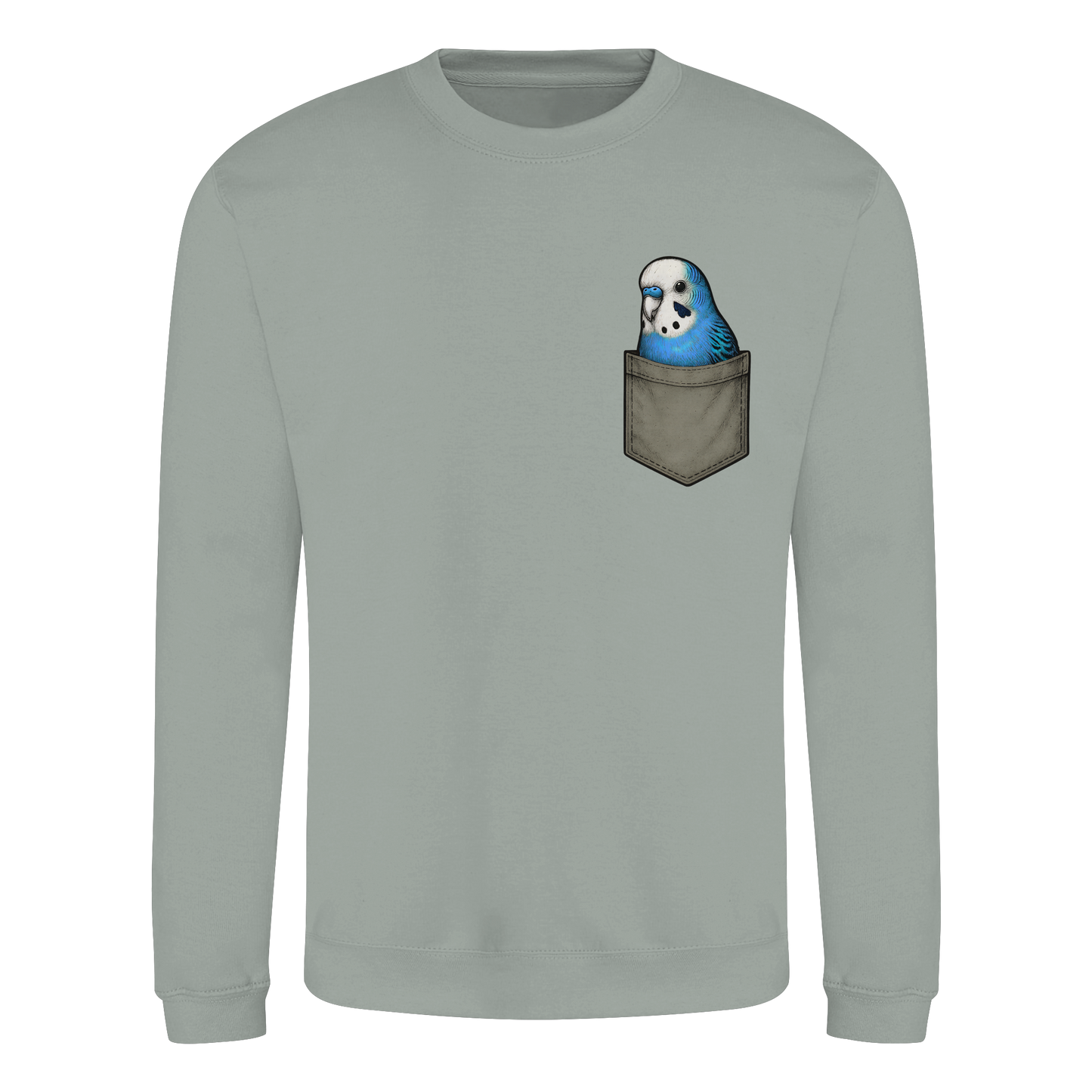 Peekaboo Pocket Bird – Lustiger Wellensittich im Hosentaschen-Style Blau - Basic Sweatshirt