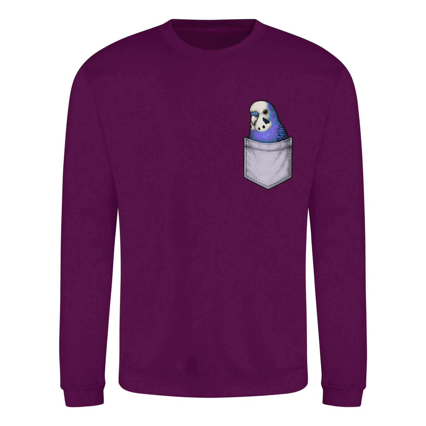 Peekaboo Pocket Bird – Lustiger Wellensittich im Hosentaschen-Style Violett - Basic Sweatshirt