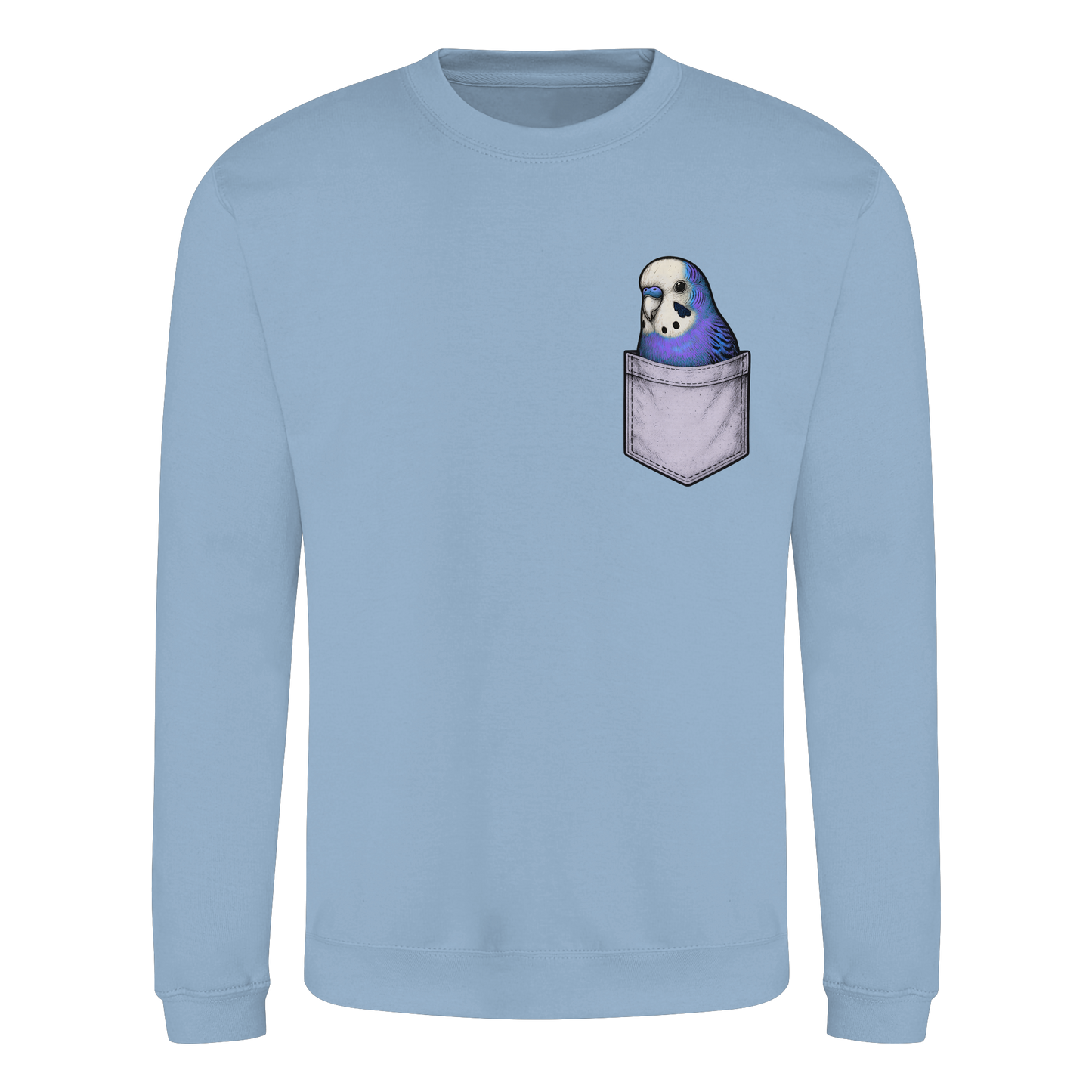 Peekaboo Pocket Bird – Lustiger Wellensittich im Hosentaschen-Style Violett - Basic Sweatshirt