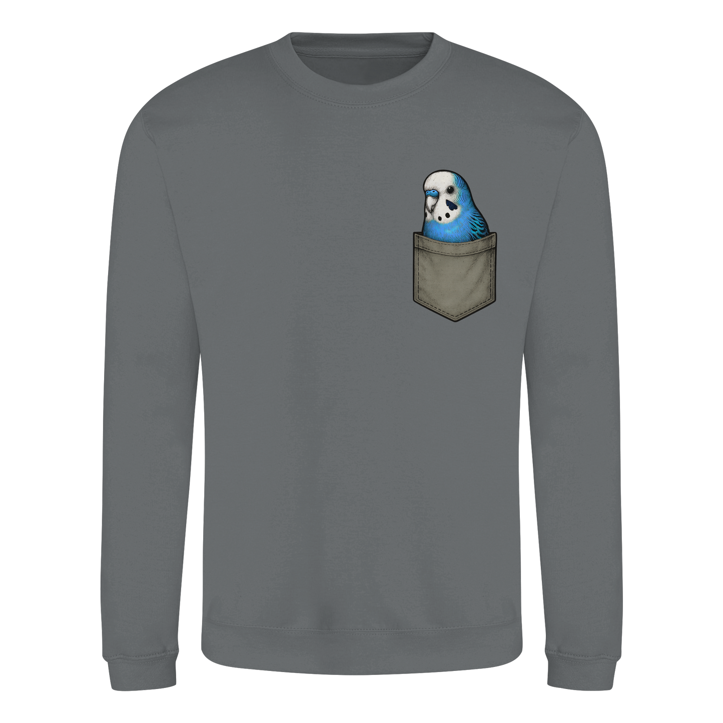 Peekaboo Pocket Bird – Lustiger Wellensittich im Hosentaschen-Style Blau - Basic Sweatshirt
