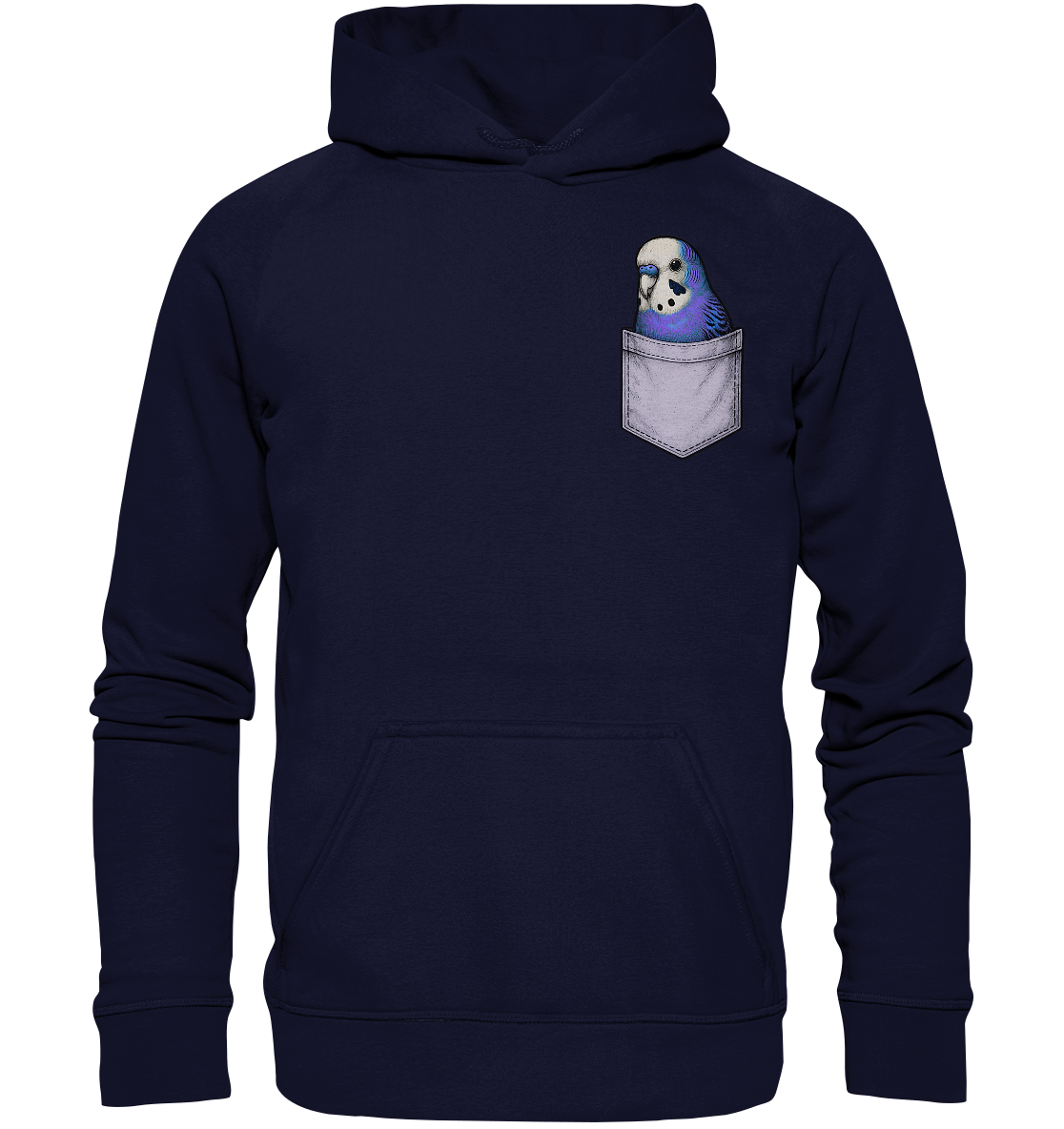 Peekaboo Pocket Bird – Lustiger Wellensittich im Hosentaschen-Style Violett - Basic Unisex Hoodie
