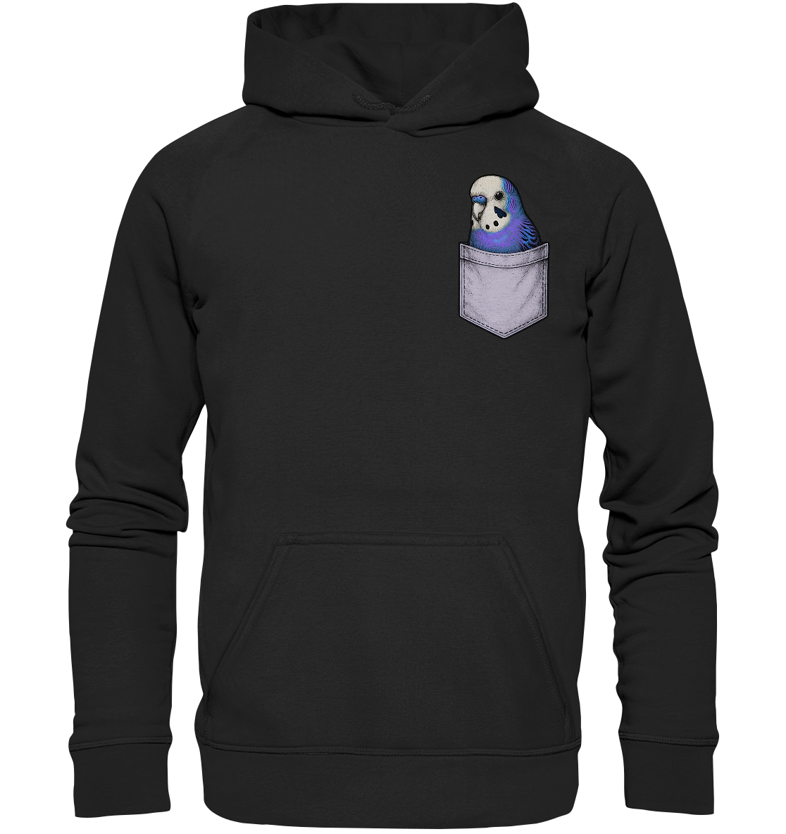 Peekaboo Pocket Bird – Lustiger Wellensittich im Hosentaschen-Style Violett - Basic Unisex Hoodie