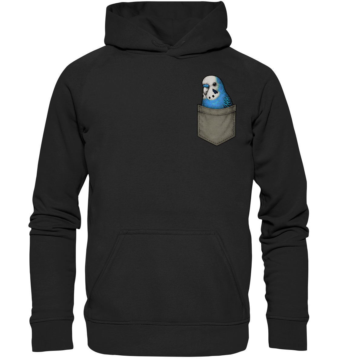Peekaboo Pocket Bird – Lustiger Wellensittich im Hosentaschen-Style Blau - Basic Unisex Hoodie