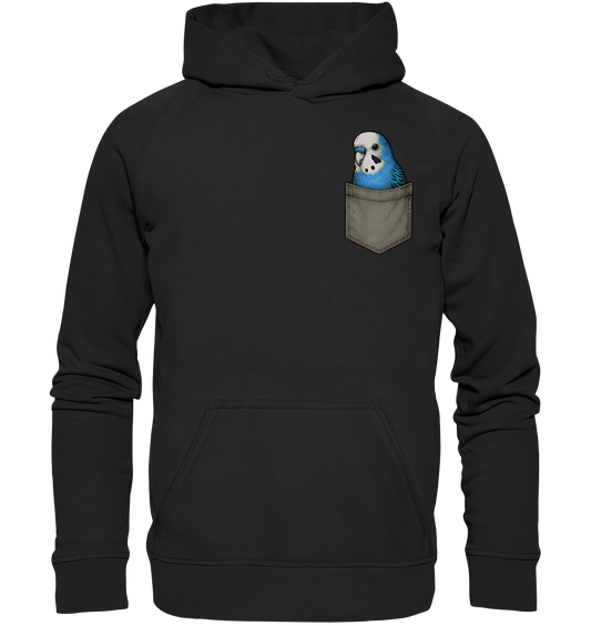 Peekaboo Pocket Bird – Lustiger Wellensittich im Hosentaschen-Style Blau - Basic Unisex Hoodie