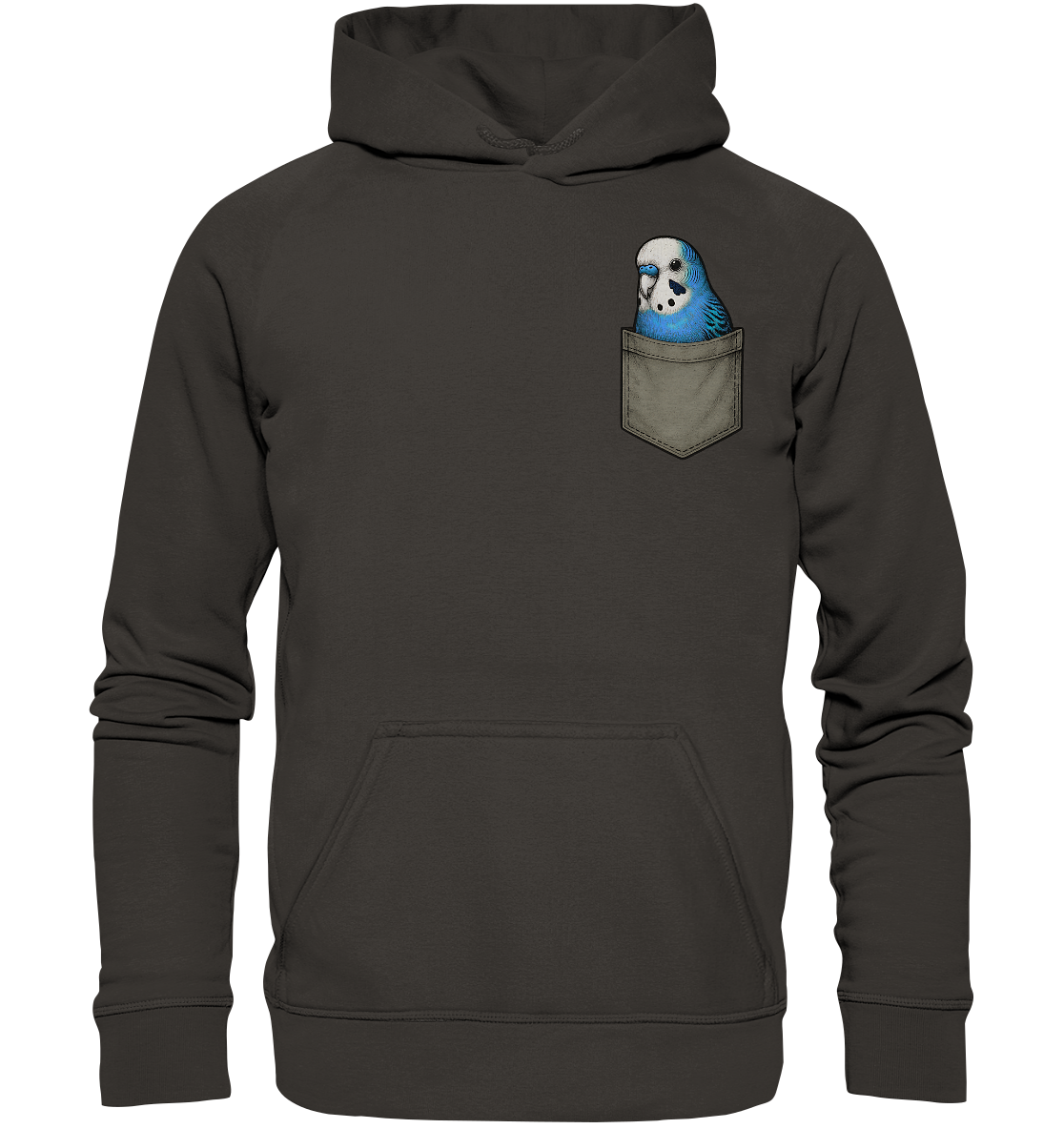 Peekaboo Pocket Bird – Lustiger Wellensittich im Hosentaschen-Style Blau - Basic Unisex Hoodie